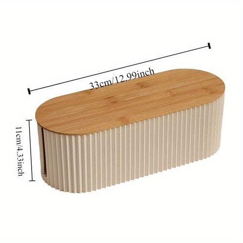All-in-One Cable Management Box - Wooden Power Strip Storage Box with Desktop Wire Organizer for Office Stationery and Cosmetics
