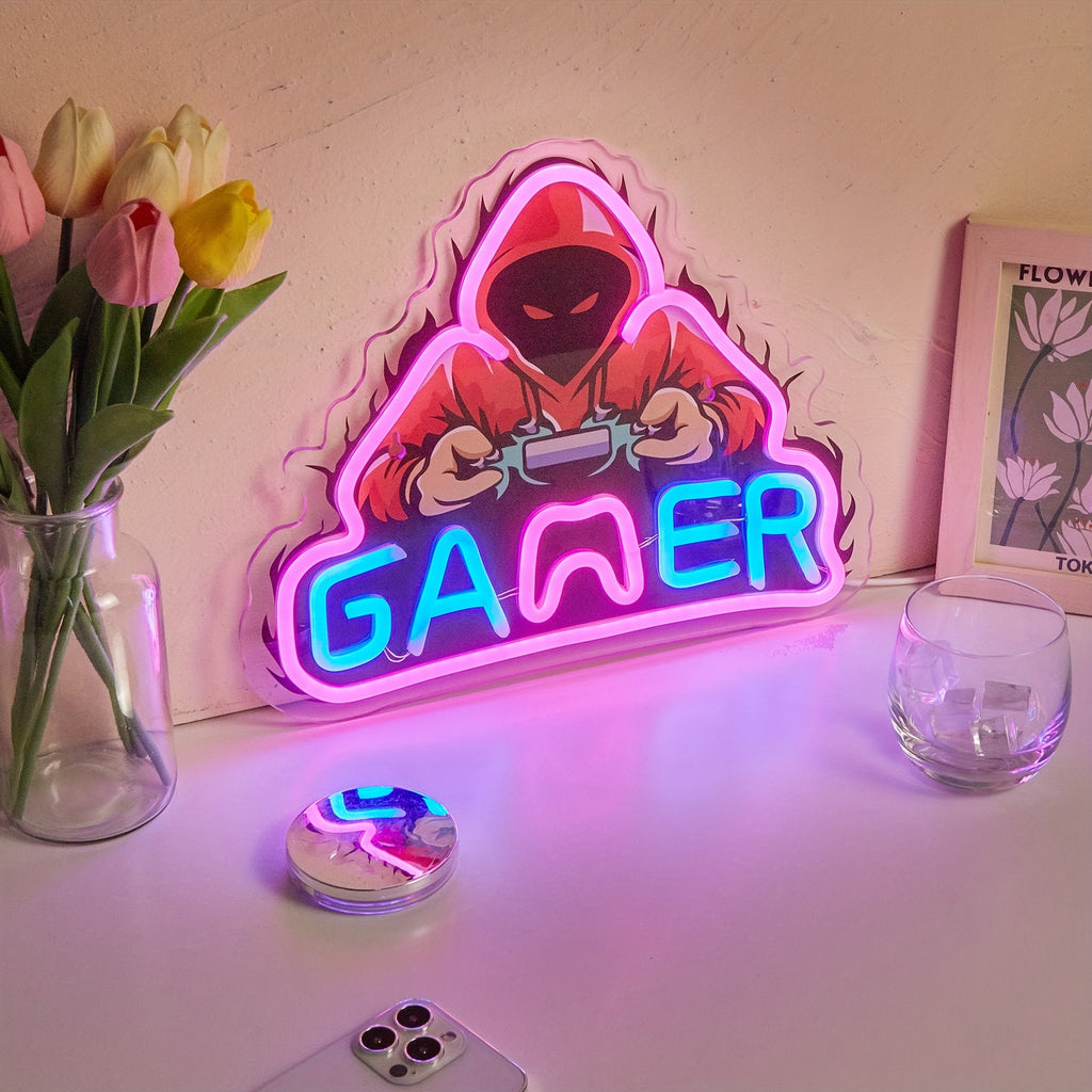 1pc GAMER LED Neon Sign Neon Signs, For Wall And Table Decor Light Up Signs USB Powered Neon Lights Signs, For Bedroom Kids Room Bar Wedding Party Decoration