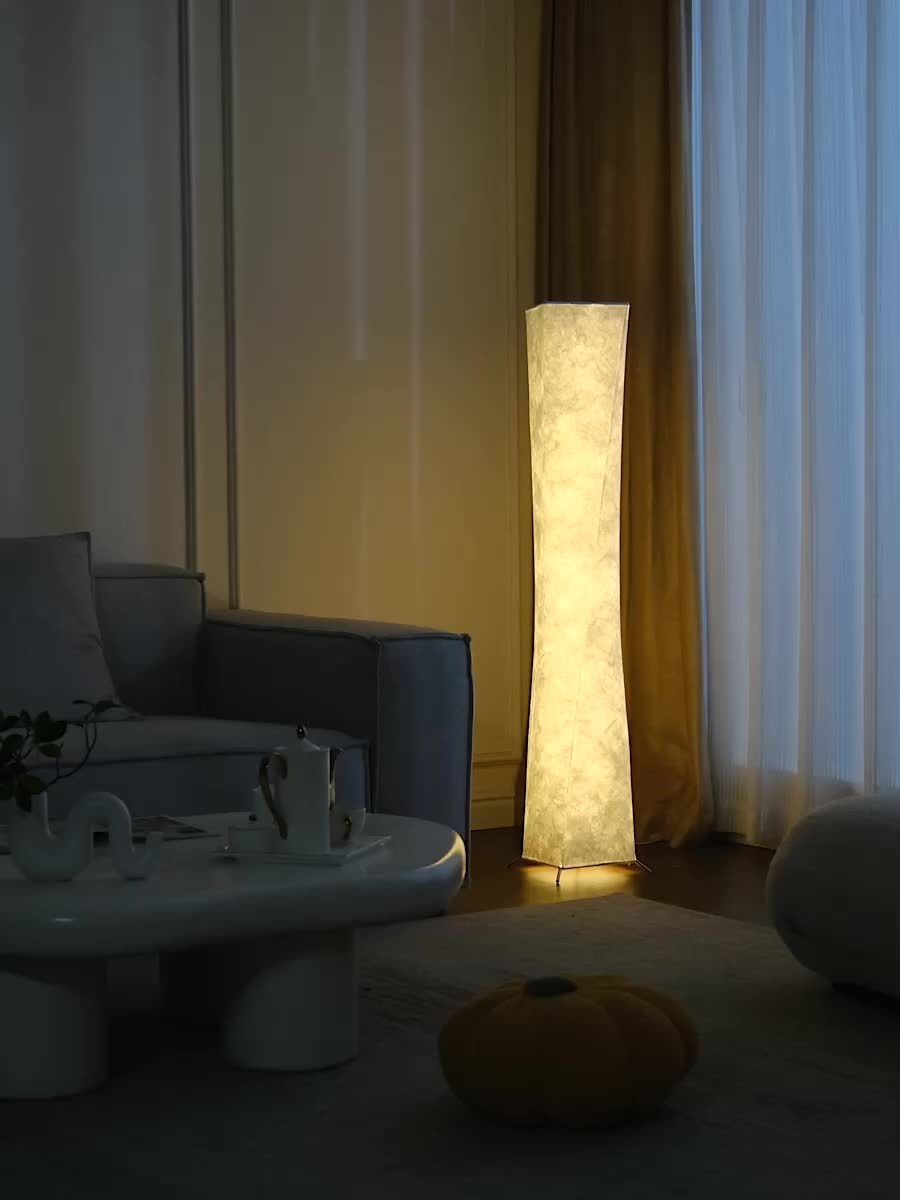 52" Soft Light Floor Lamp | Modern Slim Warm Light 3000K LED Tyvek Fabric Shade Standing Lamp with Remote Control for Living Room, Bedroom, Game Room - Powered, Matte Metal End