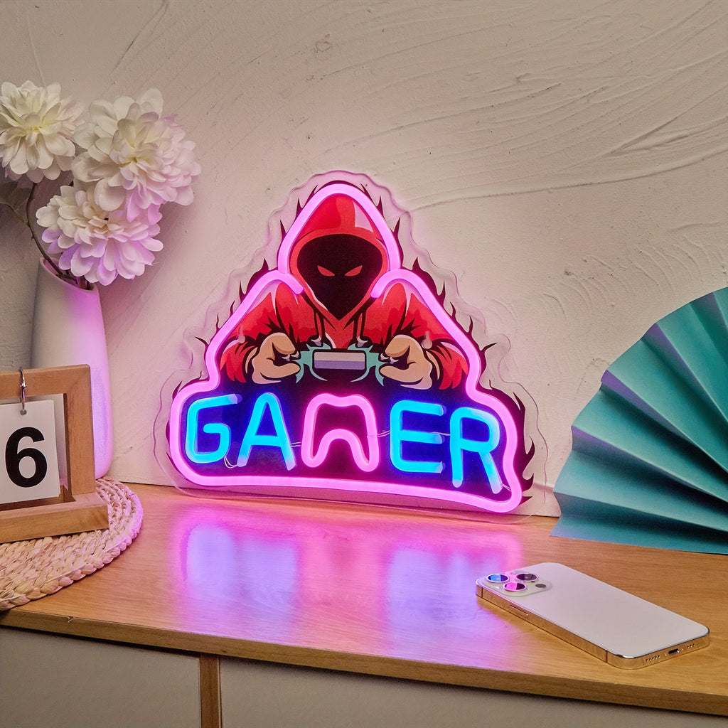 1pc GAMER LED Neon Sign Neon Signs, For Wall And Table Decor Light Up Signs USB Powered Neon Lights Signs, For Bedroom Kids Room Bar Wedding Party Decoration