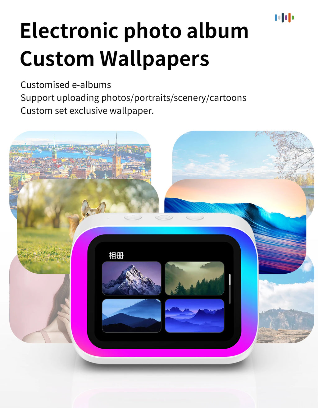 Smart Bluetooth 5.4 Speaker Voice assistant HDTouch Screen Display Electronic Album Alarm Clock Hi-fi Stereo Sound