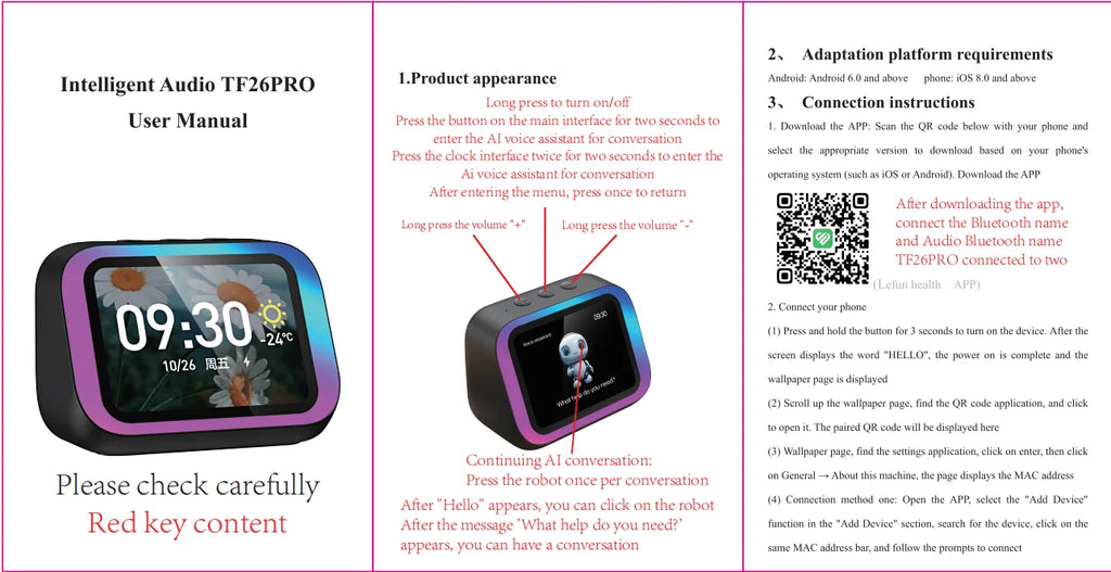 Smart Bluetooth 5.4 Speaker Voice assistant HDTouch Screen Display Electronic Album Alarm Clock Hi-fi Stereo Sound