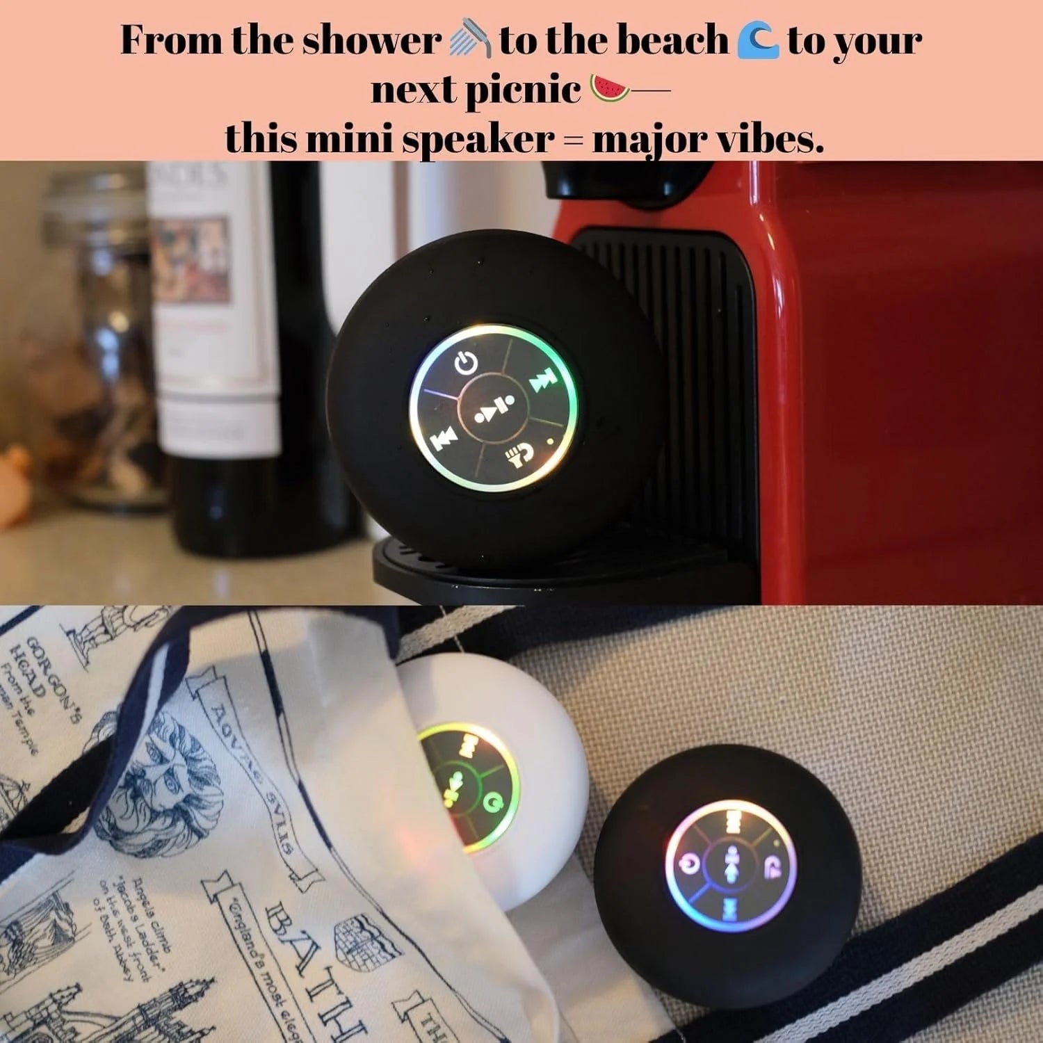 Bluetooth Shower Speaker Portable Wireless Mini Speaker with Mic Suction Cup IPX4 Water Resistant for Travel Pool River Floating